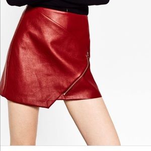 Zara red faux leather skirt! Never worn